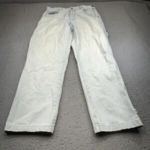 Vintage Fubu Jeans Mens 34x31 Light Blue Fader Wide Leg Baggy Straight Tag 34x34